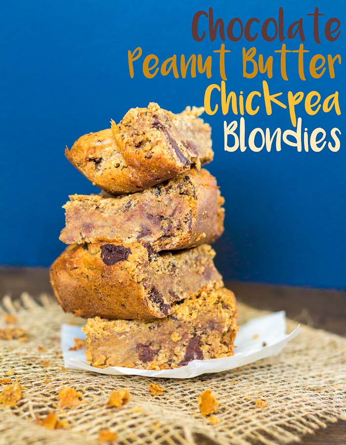Chocolate Peanut Butter Chickpea Blondies - vegan + gluten-free | glutenfreeveganpantry.com